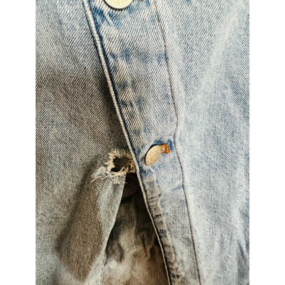 MADEWELL Light Blue Denim 100% Cotton Button Front Slit Wrap Midi Skirt Size 29 - Picture 9 of 12